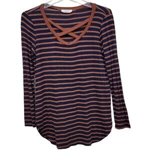 Again Navy & Orange Top - Size Small